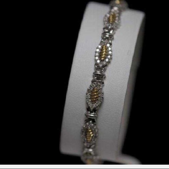 1.25 CTW DIAMOND BRACELET GOLD PLATED 925 STERLING - Picture 3 of 3